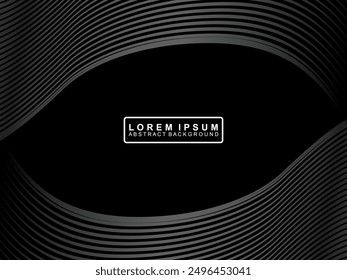 Abstract futuristic dark black background with wave design. Realistic 3d wallpaper with luxurious flowing lines. Perfect background for posters, technology, brochures, banners, applications, etc.