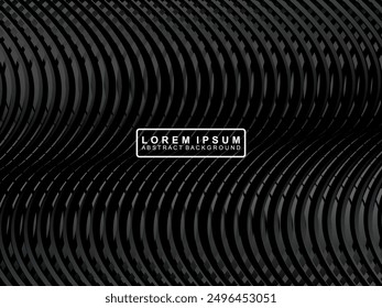 Abstract futuristic dark black background with wave design. Realistic 3d wallpaper with luxurious flowing lines. Perfect background for posters, technology, brochures, banners, applications, etc.