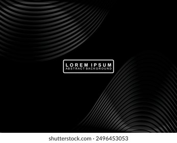 Abstract futuristic dark black background with wave design. Realistic 3d wallpaper with luxurious flowing lines. Perfect background for posters, technology, brochures, banners, applications, etc.