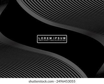 Abstract futuristic dark black background with wave design. Realistic 3d wallpaper with luxurious flowing lines. Perfect background for posters, technology, brochures, banners, applications, etc.