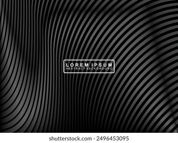 Abstract futuristic dark black background with wave design. Realistic 3d wallpaper with luxurious flowing lines. Perfect background for posters, technology, brochures, banners, applications, etc.
