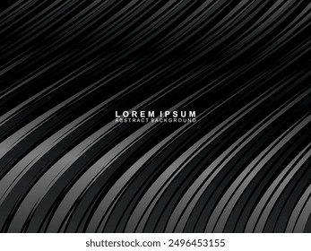 Abstract futuristic dark black background with wave design. Realistic 3d wallpaper with luxurious flowing lines. Perfect background for posters, technology, brochures, banners, applications, etc.