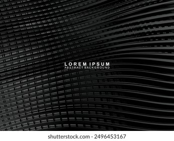 Abstract futuristic dark black background with wave design. Realistic 3d wallpaper with luxurious flowing lines. Perfect background for posters, technology, brochures, banners, applications, etc.