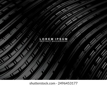 Abstract futuristic dark black background with wave design. Realistic 3d wallpaper with luxurious flowing lines. Perfect background for posters, technology, brochures, banners, applications, etc.