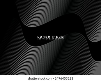 Abstract futuristic dark black background with wave design. Realistic 3d wallpaper with luxurious flowing lines. Perfect background for posters, technology, brochures, banners, applications, etc.