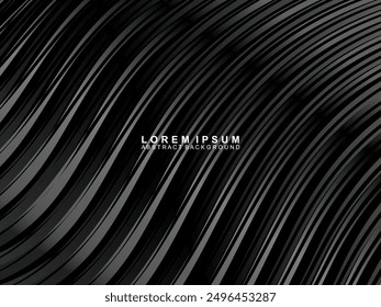 Abstract futuristic dark black background with wave design. Realistic 3d wallpaper with luxurious flowing lines. Perfect background for posters, technology, brochures, banners, applications, etc.