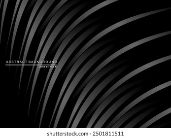 Abstract futuristic dark black background with wave design. Realistic 3d wallpaper with luxurious flowing lines. Perfect background for posters, websites, brochures, banners, applications, etc.