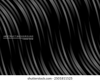 Abstract futuristic dark black background with wave design. Realistic 3d wallpaper with luxurious flowing lines. Perfect background for posters, websites, brochures, banners, applications, etc.