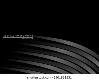 Abstract futuristic dark black background with wave design. Realistic 3d wallpaper with luxurious flowing lines. Perfect background for posters, websites, brochures, banners, applications, etc.