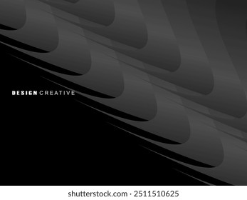 Abstract futuristic dark black background with wave design. Realistic 3d wallpaper with luxurious flowing lines. Perfect background for posters, websites, brochures, banners, applications, etc.