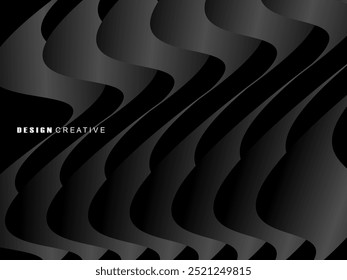 Abstract futuristic dark black background with modern wave design. Realistic 3d wallpaper with luxurious flowing lines. Perfect background for posters, websites, brochures, banners, apps, etc.