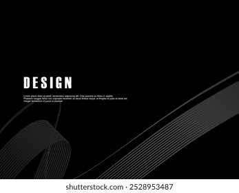 Abstract futuristic dark black background with luxury design. Realistic 3d wallpaper with luxurious flowing lines. Elegant background for posters, websites, brochures, cards, banners, apps, etc.