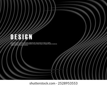 Abstractas fondo negro oscuro futurista con diseño lujoso. Fondo de pantalla 3D realista con líneas fluidas de lujo. Fondo elegante para carteles, Sitios web, folletos, tarjetas, Anuncios, App, etc.