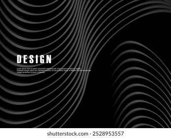 Abstract futuristic dark black background with luxury design. Realistic 3d wallpaper with luxurious flowing lines. Elegant background for posters, websites, brochures, cards, banners, apps, etc.