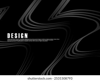 Abstract futuristic dark black background with wave design. Realistic 3d wallpaper with luxurious flowing lines. Perfect background for posters, websites, brochures, banners, applications, etc.