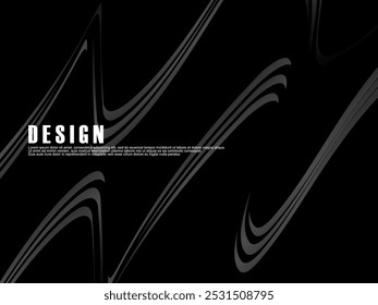 Abstract futuristic dark black background with wave design. Realistic 3d wallpaper with luxurious flowing lines. Perfect background for posters, websites, brochures, banners, applications, etc.