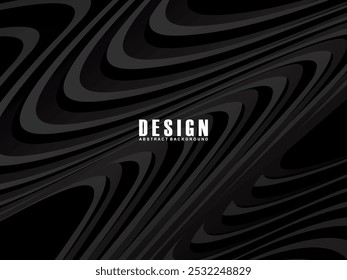 Abstract futuristic dark black background with wave design. Realistic 3d wallpaper with luxurious flowing lines. Perfect background for posters, websites, brochures, banners, applications, etc.