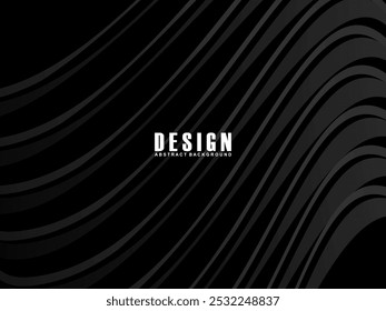 Abstract futuristic dark black background with wave design. Realistic 3d wallpaper with luxurious flowing lines. Perfect background for posters, websites, brochures, banners, applications, etc.