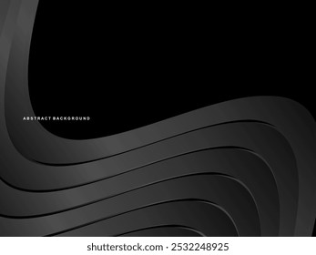 Abstract futuristic dark black background with wave design. Realistic 3d wallpaper with luxurious flowing lines. Perfect background for posters, websites, brochures, banners, applications, etc.