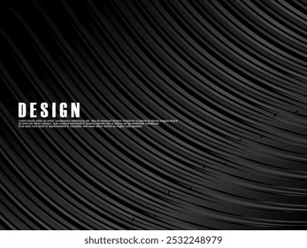 Abstractas fondo negro oscuro futurista con diseño ondulado. Fondo de pantalla 3D realista con líneas fluidas de lujo. Fondo perfecto para carteles, Sitios web, folletos, Anuncios, aplicaciones, etc.