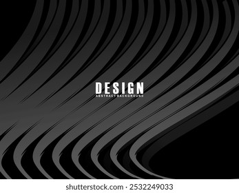 Abstract futuristic dark black background with wave design. Realistic 3d wallpaper with luxurious flowing lines. Perfect background for posters, websites, brochures, banners, applications, etc.