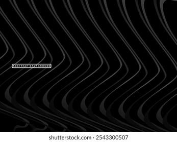 Abstrakter futuristischer dunkelschwarzer Hintergrund mit Wellendesign. Realistische 3D Tapete mit luxuriösen fließenden Linien. Perfekter Hintergrund für Poster, Websites, Broschüren, Banner, Anwendungen usw.
