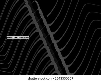 Abstract futuristic dark black background with wave design. Realistic 3d wallpaper with luxurious flowing lines. Perfect background for posters, websites, brochures, banners, applications, etc.
