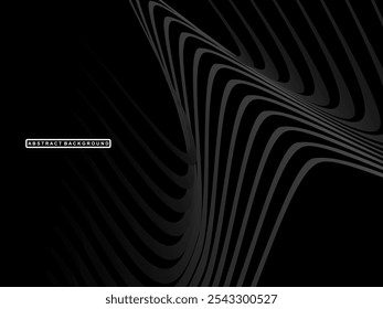 Abstract futuristic dark black background with wave design. Realistic 3d wallpaper with luxurious flowing lines. Perfect background for posters, websites, brochures, banners, applications, etc.