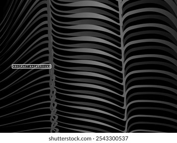 Abstrakter futuristischer dunkelschwarzer Hintergrund mit Wellendesign. Realistische 3D Tapete mit luxuriösen fließenden Linien. Perfekter Hintergrund für Poster, Websites, Broschüren, Banner, Anwendungen usw.