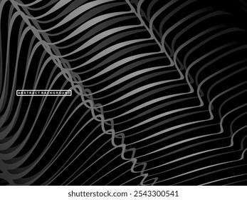 Abstract futuristic dark black background with wave design. Realistic 3d wallpaper with luxurious flowing lines. Perfect background for posters, websites, brochures, banners, applications, etc.