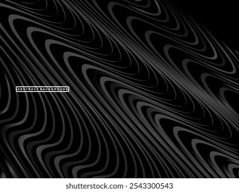 Abstract futuristic dark black background with wave design. Realistic 3d wallpaper with luxurious flowing lines. Perfect background for posters, websites, brochures, banners, applications, etc.