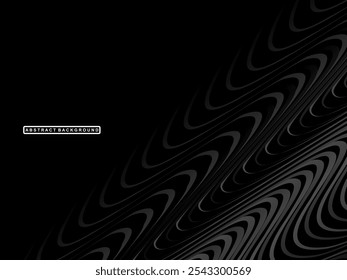 Abstract futuristic dark black background with wave design. Realistic 3d wallpaper with luxurious flowing lines. Perfect background for posters, websites, brochures, banners, applications, etc.