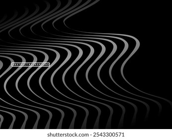 Abstract futuristic dark black background with wave design. Realistic 3d wallpaper with luxurious flowing lines. Perfect background for posters, websites, brochures, banners, applications, etc.