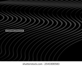 Abstract futuristic dark black background with wave design. Realistic 3d wallpaper with luxurious flowing lines. Perfect background for posters, websites, brochures, banners, applications, etc.