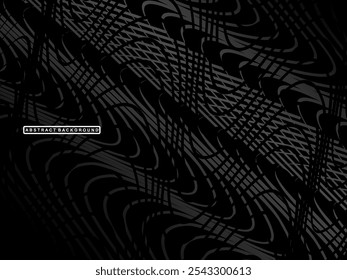 Abstrato futurista fundo preto escuro com design de onda. Papel de parede 3d realista com linhas de fluxo luxuosas. Fundo perfeito para cartazes, sites, brochuras, banners, aplicações, etc.