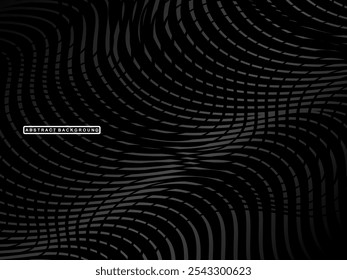 Abstractas fondo negro oscuro futurista con diseño ondulado. Fondo de pantalla 3D realista con líneas fluidas de lujo. Fondo perfecto para carteles, Sitios web, folletos, Anuncios, aplicaciones, etc.