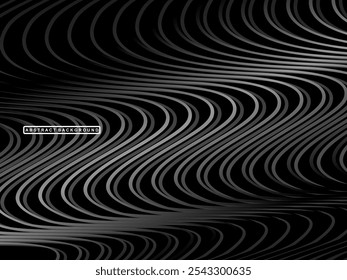 Abstract futuristic dark black background with wave design. Realistic 3d wallpaper with luxurious flowing lines. Perfect background for posters, websites, brochures, banners, applications, etc.