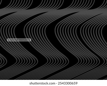 Abstractas fondo negro oscuro futurista con diseño ondulado. Fondo de pantalla 3D realista con líneas fluidas de lujo. Fondo perfecto para carteles, Sitios web, folletos, Anuncios, aplicaciones, etc.