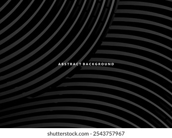 Abstract futuristic dark black background with wave design. Realistic 3d wallpaper with luxurious flowing lines. Perfect background for posters, websites, brochures, banners, applications, etc.