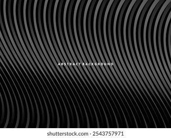 Abstrakter futuristischer dunkelschwarzer Hintergrund mit Wellendesign. Realistische 3D Tapete mit luxuriösen fließenden Linien. Perfekter Hintergrund für Poster, Websites, Broschüren, Banner, Anwendungen usw.