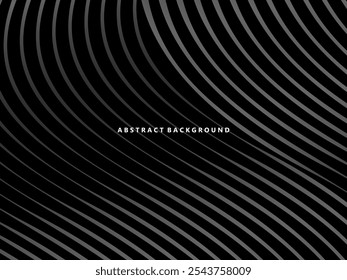 Abstract futuristic dark black background with wave design. Realistic 3d wallpaper with luxurious flowing lines. Perfect background for posters, websites, brochures, banners, applications, etc.