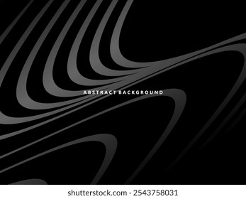 Abstract futuristic dark black background with wave design. Realistic 3d wallpaper with luxurious flowing lines. Perfect background for posters, websites, brochures, banners, applications, etc.