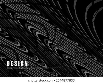 Abstract futuristic dark black background with wave design. Realistic 3d wallpaper with luxurious flowing lines. Perfect background for posters, websites, brochures, banners, applications, etc.