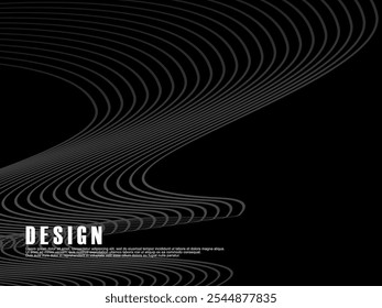 Abstract futuristic dark black background with wave design. Realistic 3d wallpaper with luxurious flowing lines. Perfect background for posters, websites, brochures, banners, applications, etc.