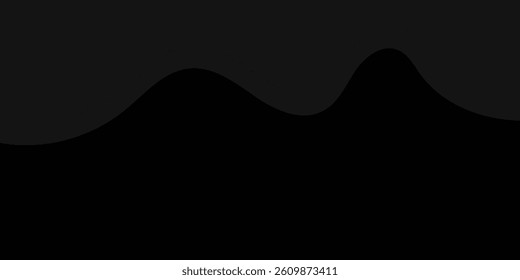 Abstract futuristic dark black background with waved design. Realistic 3d wallpaper with luxury flowing lines. Elegant backdrop for poster, website, brochure, banner, vector illustratioN. EPS 10