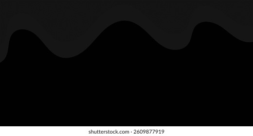 Abstract futuristic dark black background with waved design. Realistic 3d wallpaper with luxury flowing lines. Elegant backdrop for poster, website, brochure, banner, vector illustratioN. EPS 10
