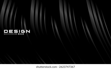 Abstract futuristic dark black background with wave design. Realistic 3d wallpaper with luxurious flowing lines. Perfect background for posters, websites, brochures, banners, applications, etc.	