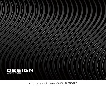 	
Abstract futuristic dark black background with wave design. Realistic 3d wallpaper with luxurious flowing lines. Perfect background for posters, websites, brochures, banners, applications, etc.