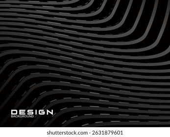 	
Abstrato futurista fundo preto escuro com design de onda. Papel de parede 3d realista com linhas de fluxo luxuosas. Fundo perfeito para cartazes, sites, brochuras, banners, aplicações, etc.