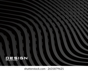 	
Abstract futuristic dark black background with wave design. Realistic 3d wallpaper with luxurious flowing lines. Perfect background for posters, websites, brochures, banners, applications, etc.